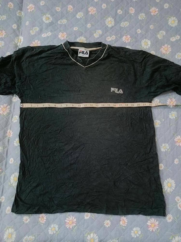 Vintage Fila Dark Green V-Neck T-Shirt
