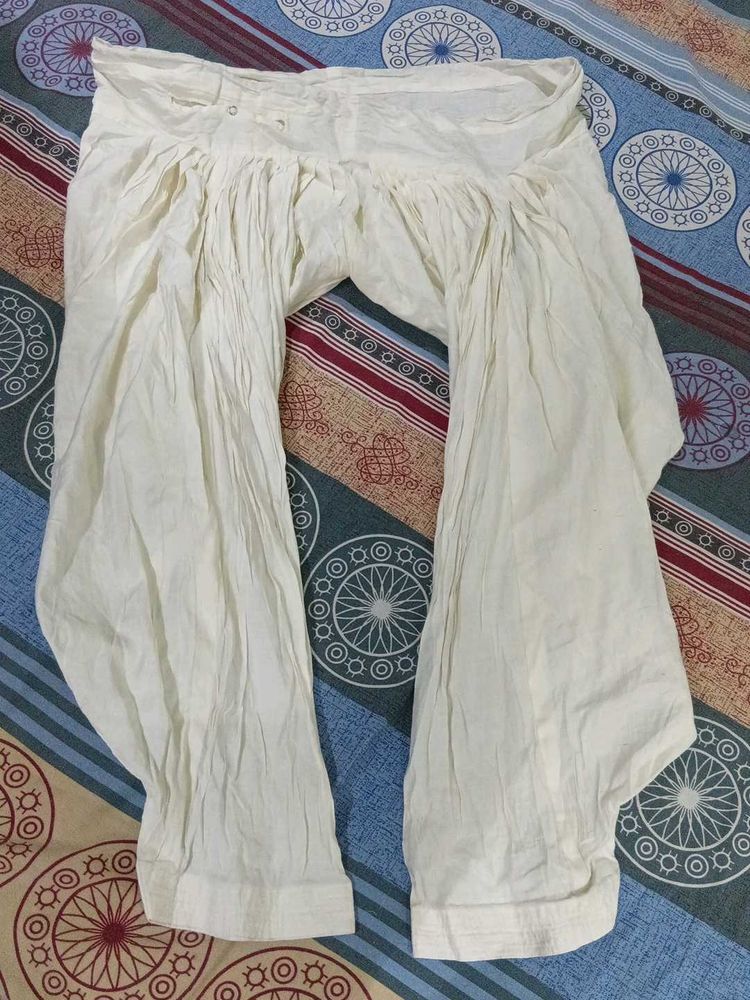 Cream Cotton patiala Pants