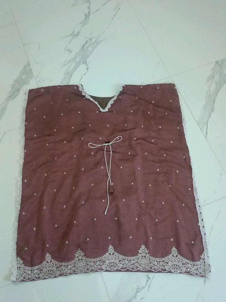 Maroon Embroidered Kurta