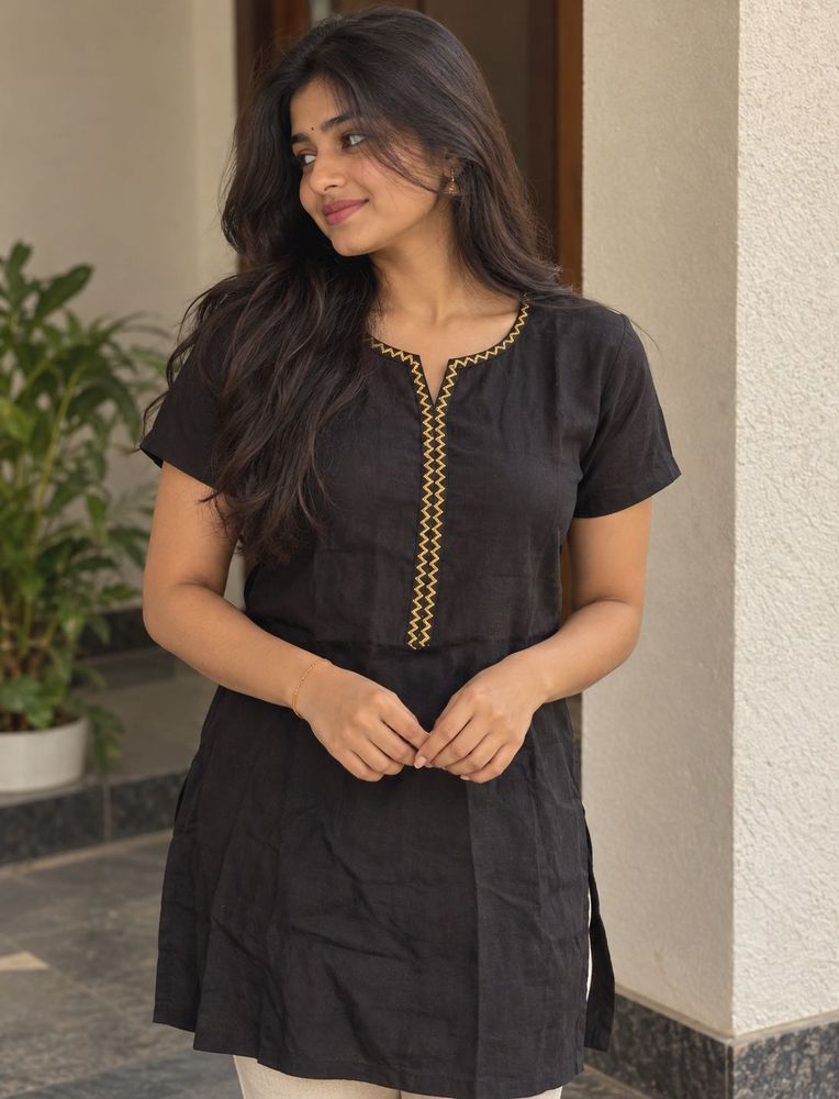 Black with gold thread work kurti