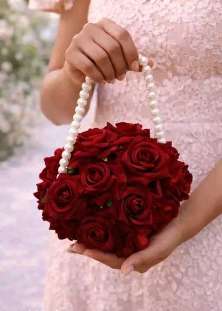 Red Rose Pearl Handle Clutch