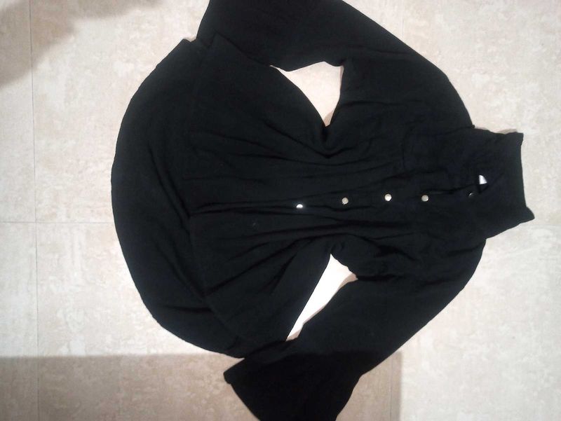 y2k Black Collar Top