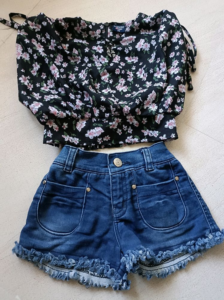 Crop Top &amp; Shorts Set For Baby Girls