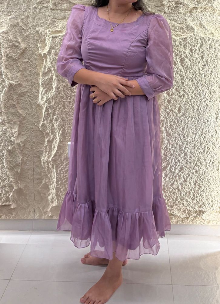 Lavender Ruffled Organza Dress