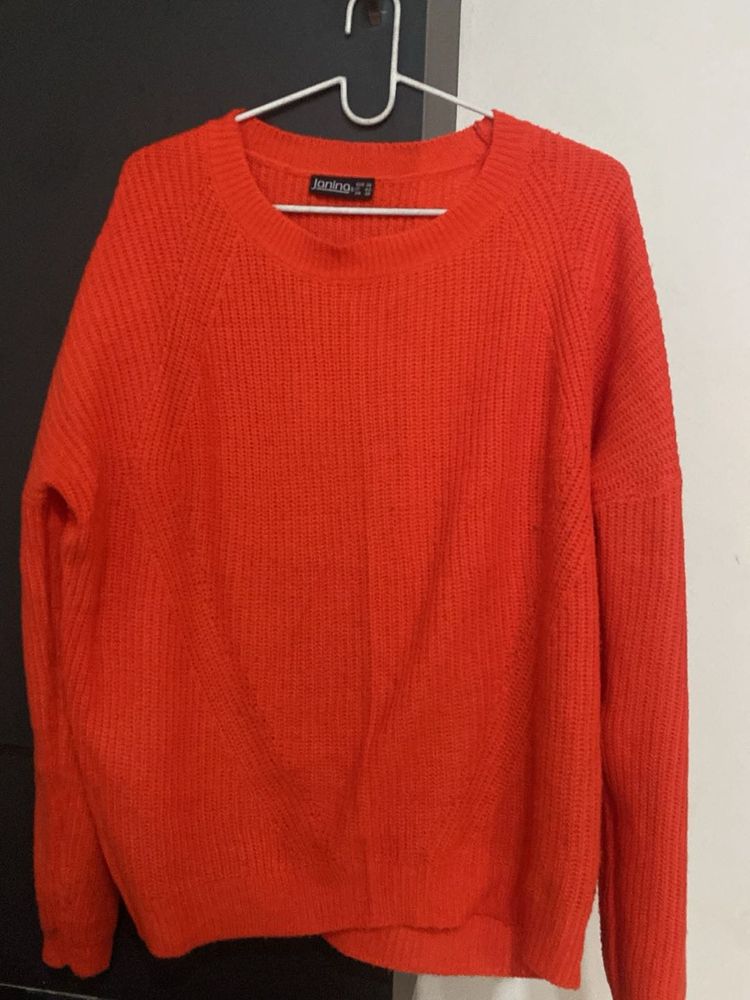 Vibrant Orange Knit Sweater