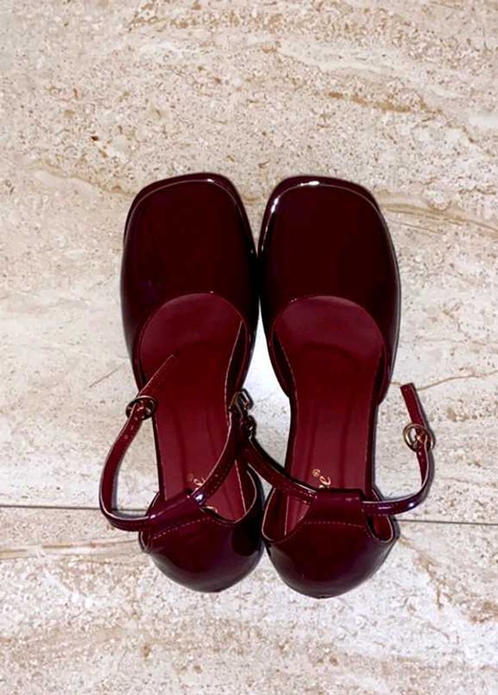 Elegant Burgundy Mary Jane Heels