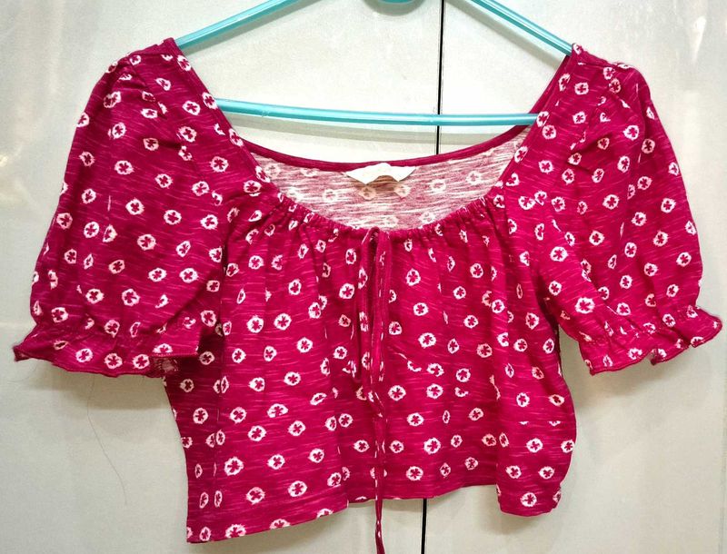 Cute Pink Floral Print Crop Top