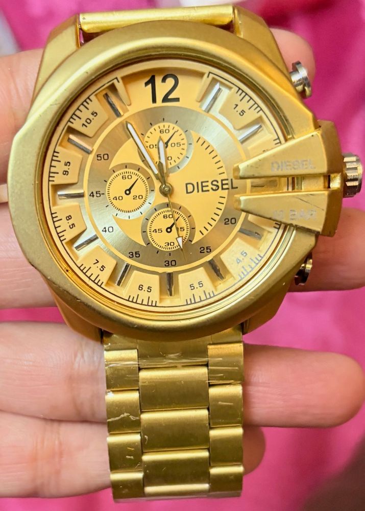 Gold Diesel Chronograph Watch first copy