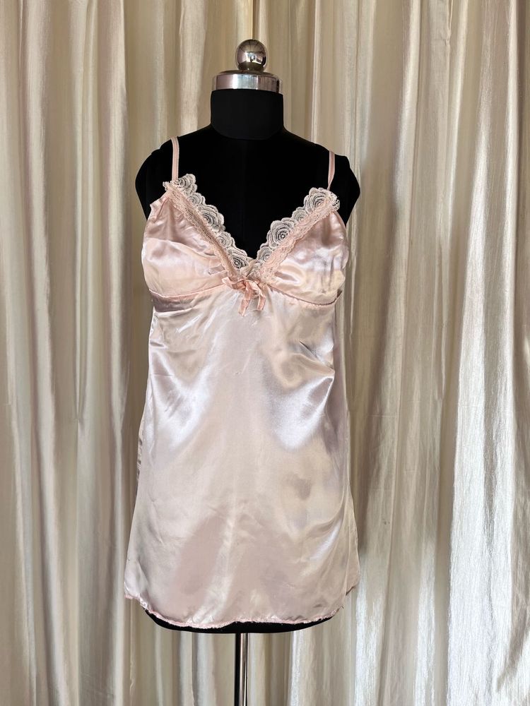 Pink lace satin cami