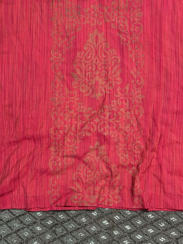 Elegant Pink Saree with Gold Print