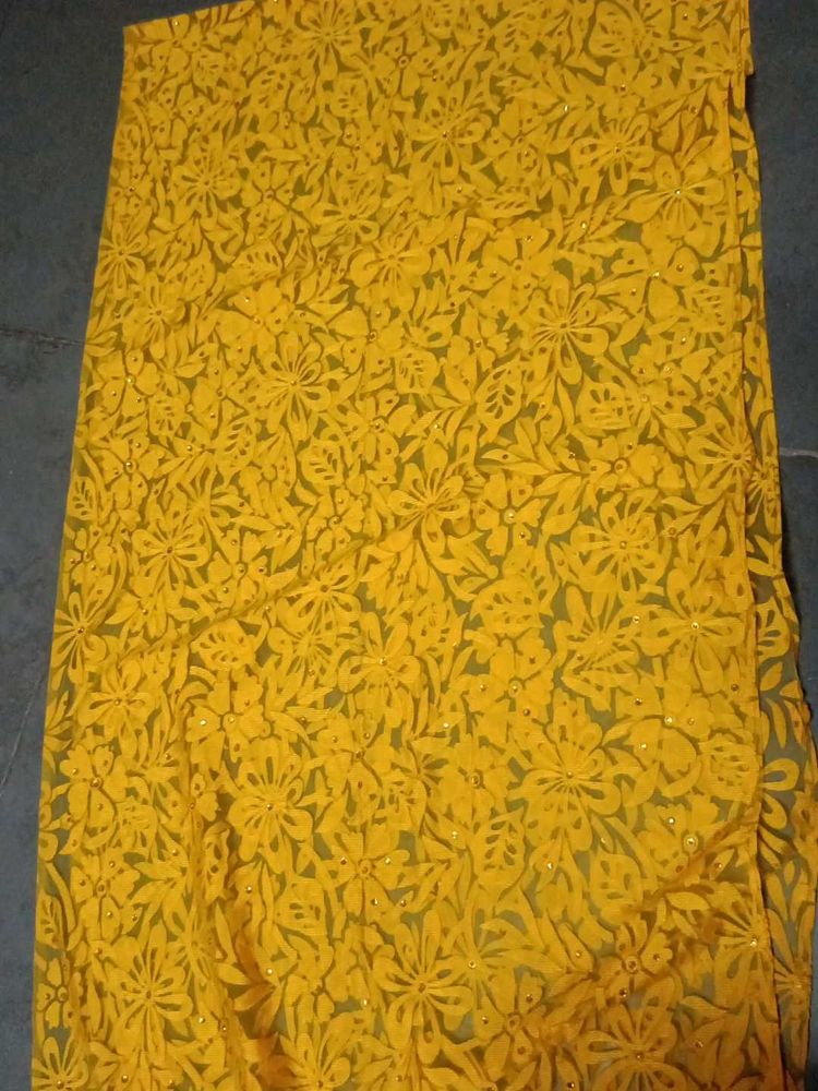 Elegant Yellow Floral dupatta