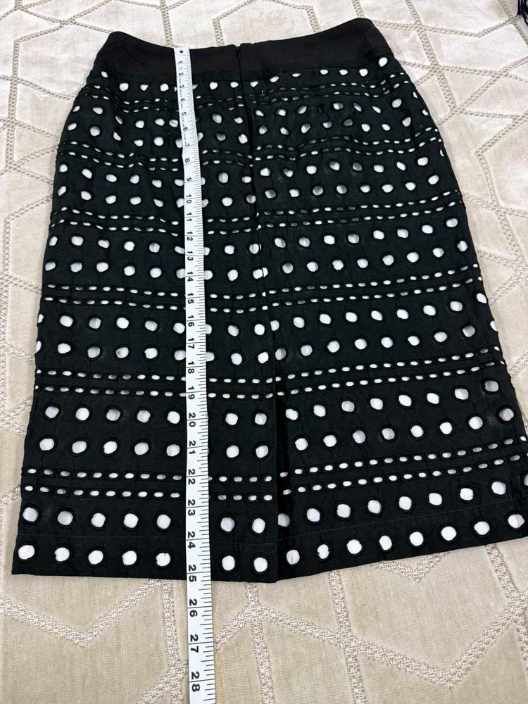 Chic Black Eyelet Midi Skirt