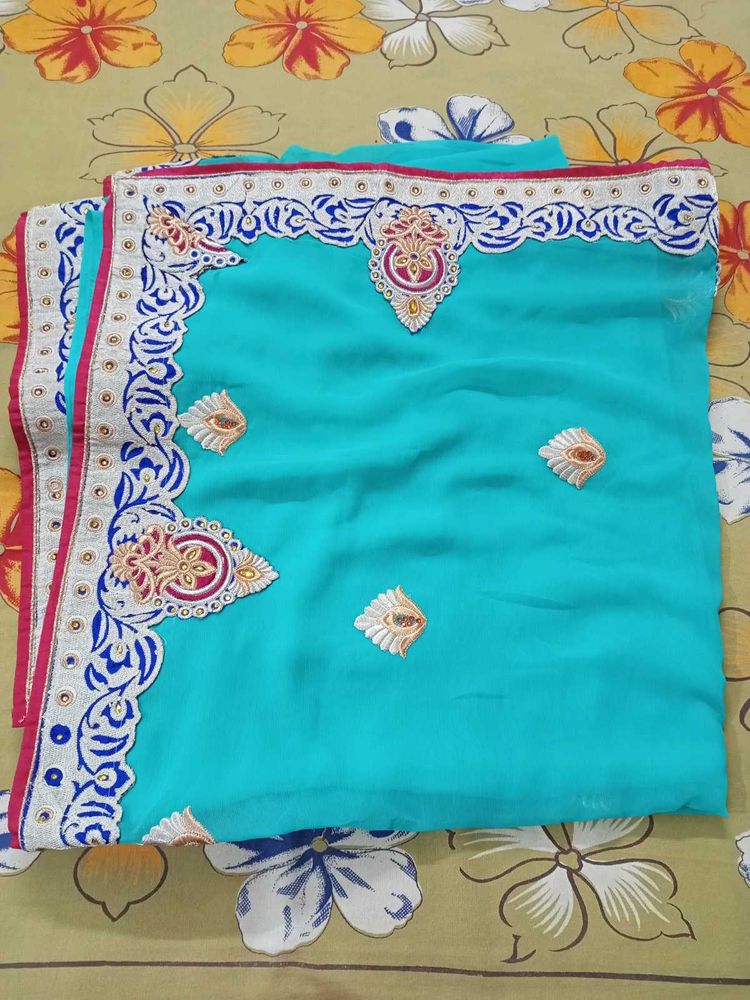 Beautiful Heavy Embroidered Partywear Saree