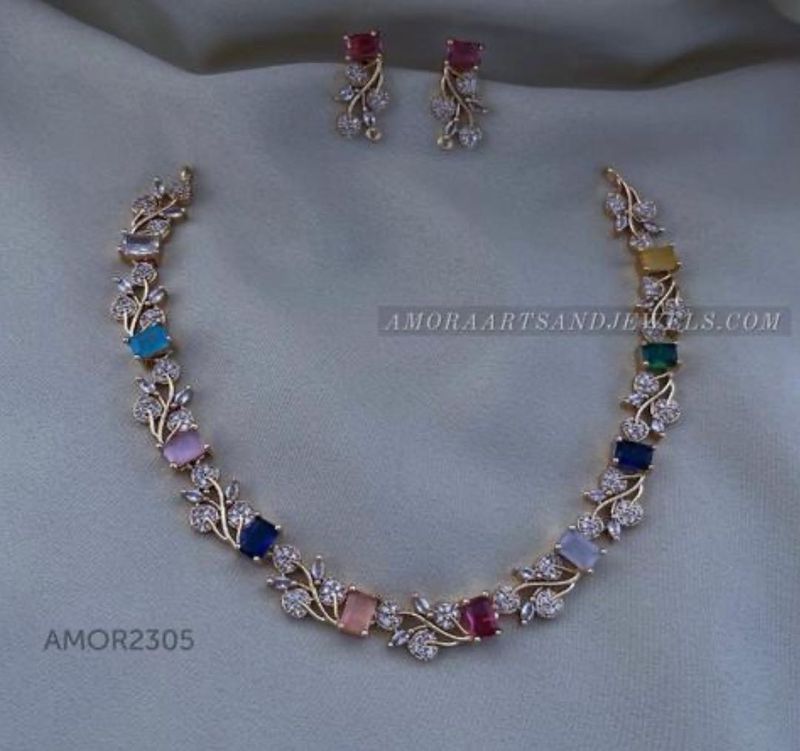Stunning Multi-Color Stone Necklace &amp; Earrings Set