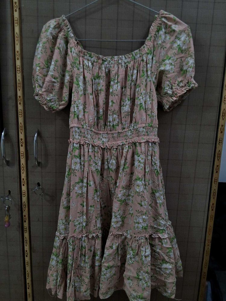 Chic Floral Print Off-Shoulder Dress