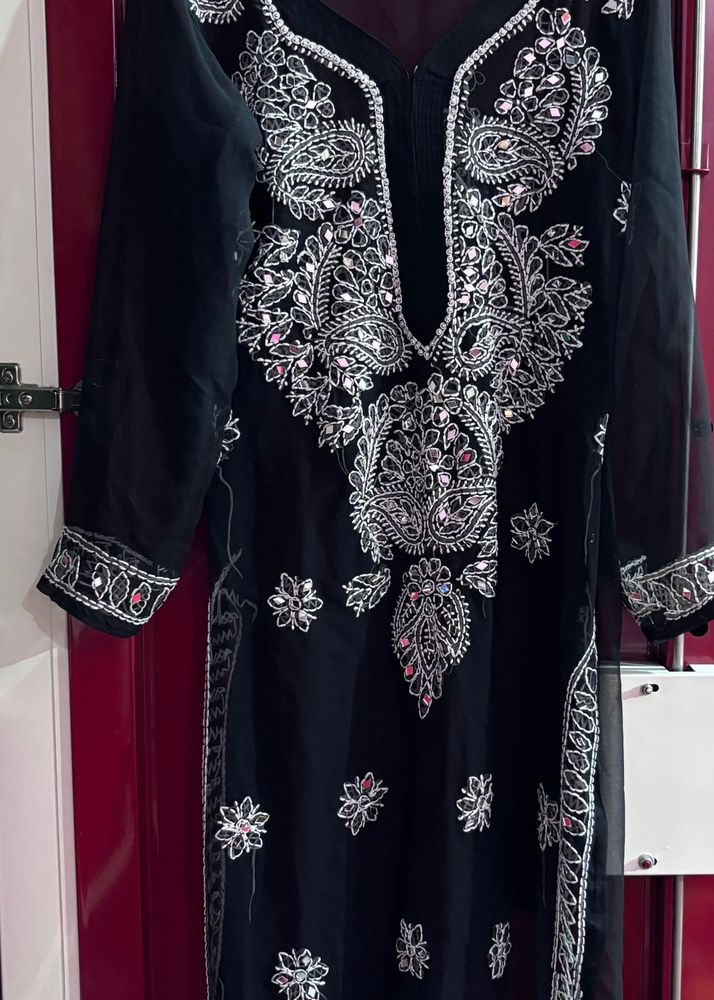 Black Chikankari Kurta
