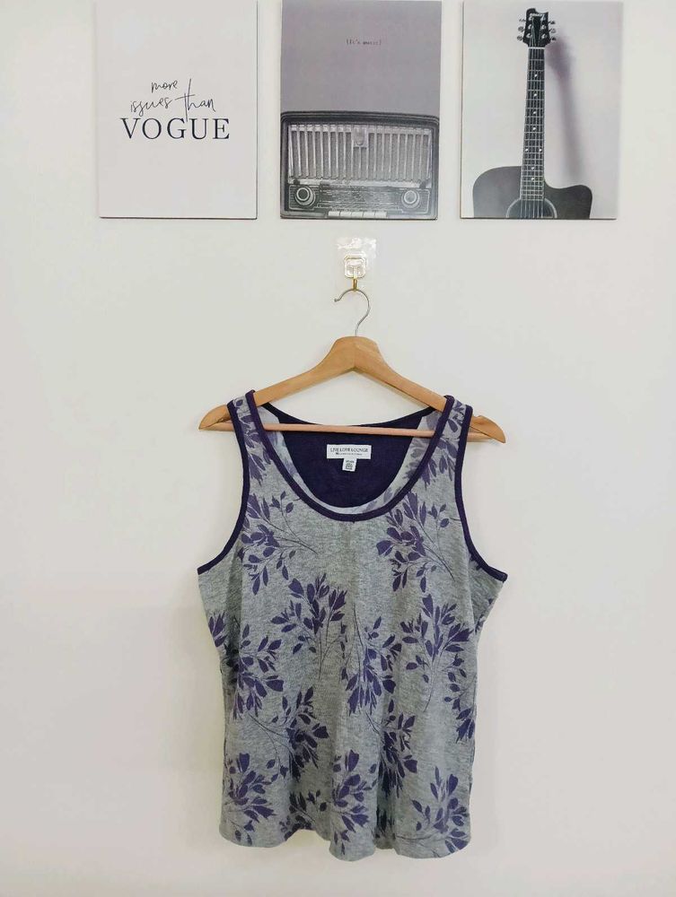 Grey Floral Print Tank Top