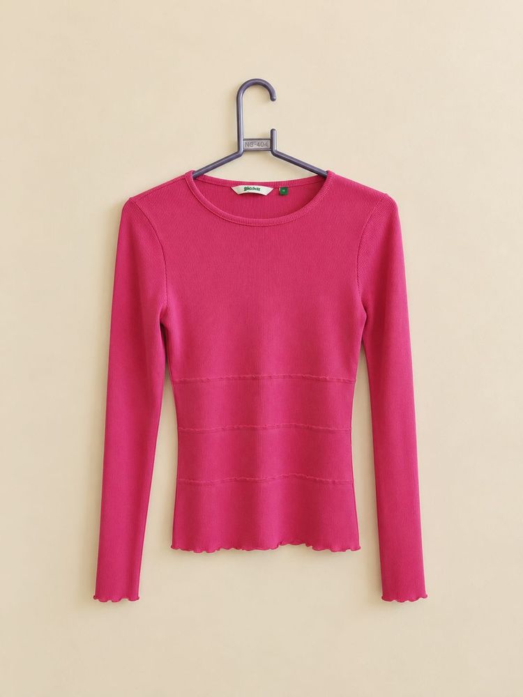 Fuchsia Ribbed Long Sleeve Top