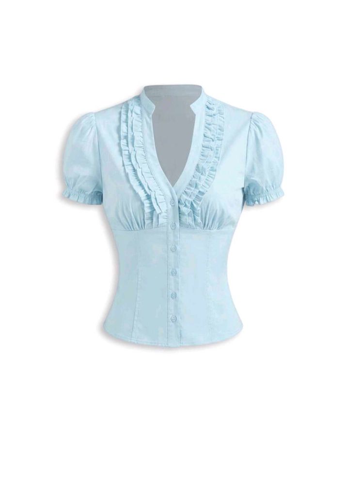 Chic Ruffled V-Neck Blouse/shirt