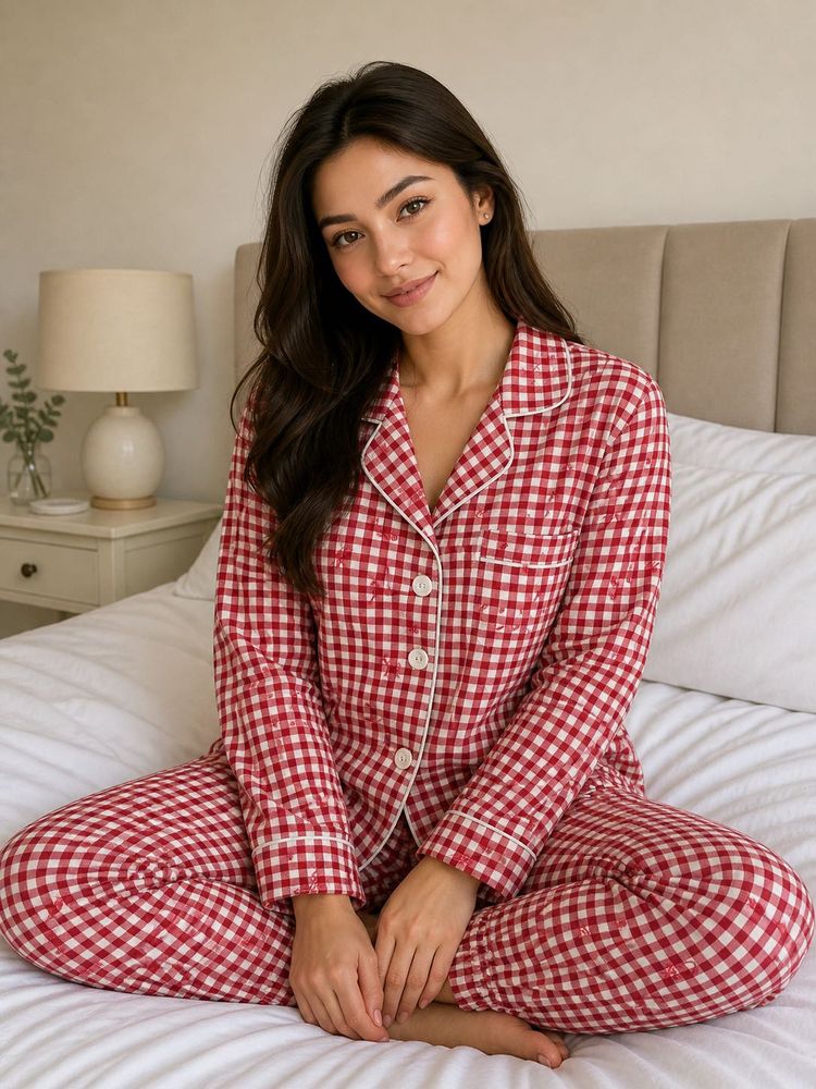 Cozy Red Gingham Pajama Set