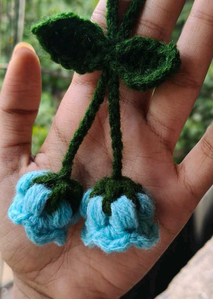 Crocheted river of valley flowers