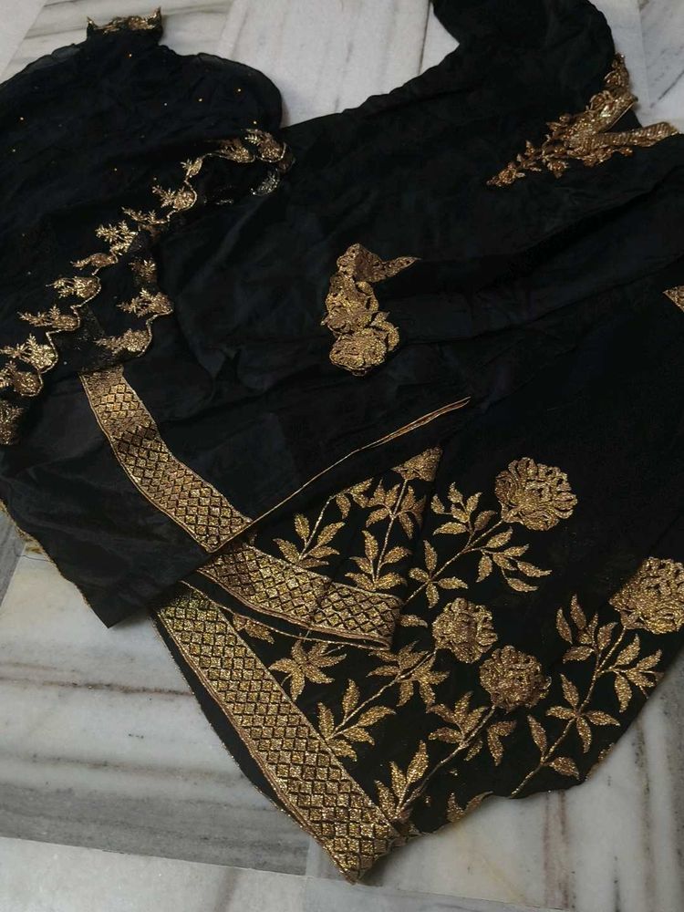 Black Lehenga Choli with Gold Embroidery