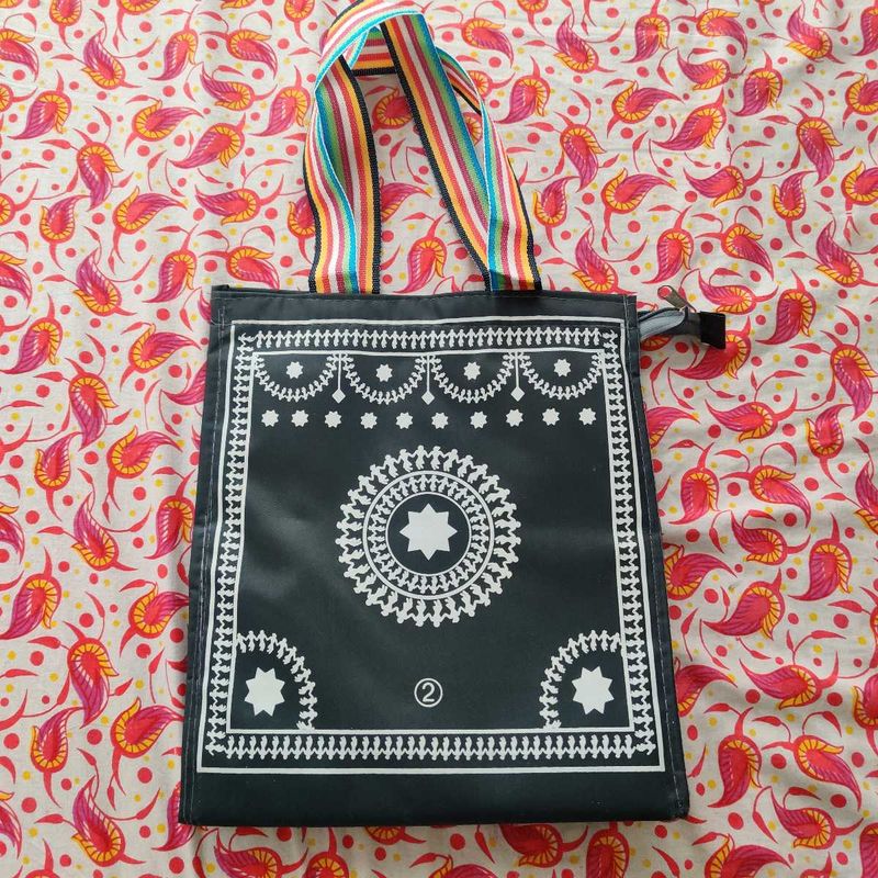 varali print Stylish Black Tote Bag