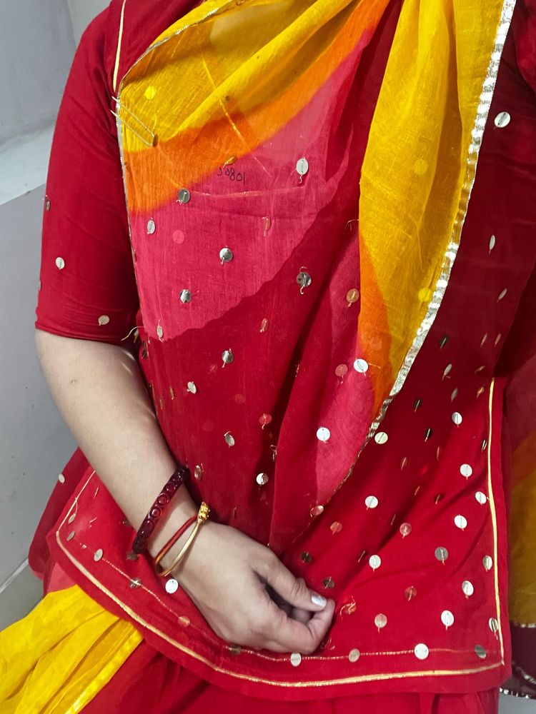 Vibrant Red Rajasthani dress