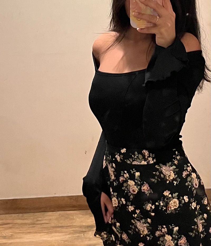 Ribbed Corset Style Long Sleeve Top