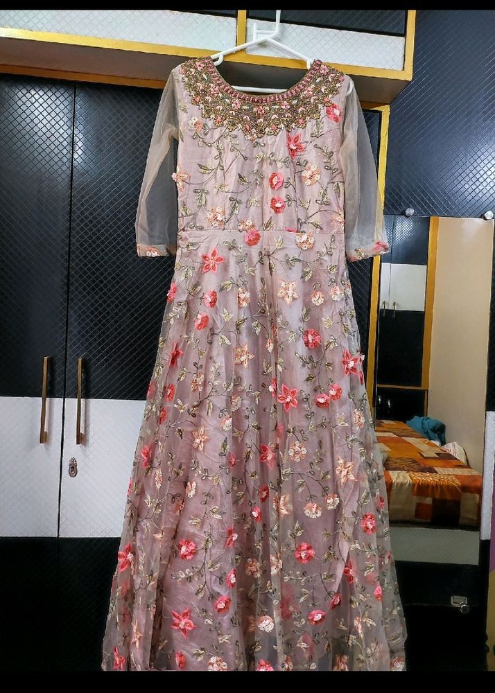 Elegant Floral Embroidered Anarkali Dress