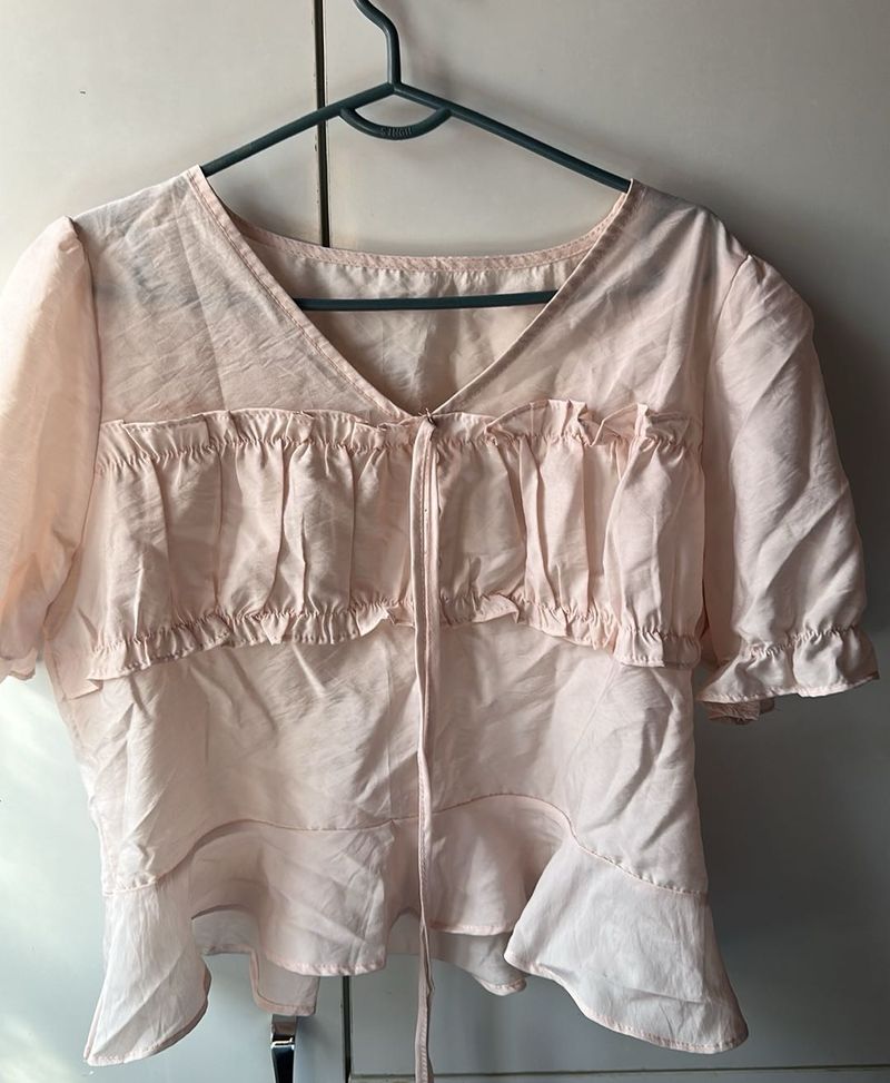 Cute Pink Ruffle Blouse