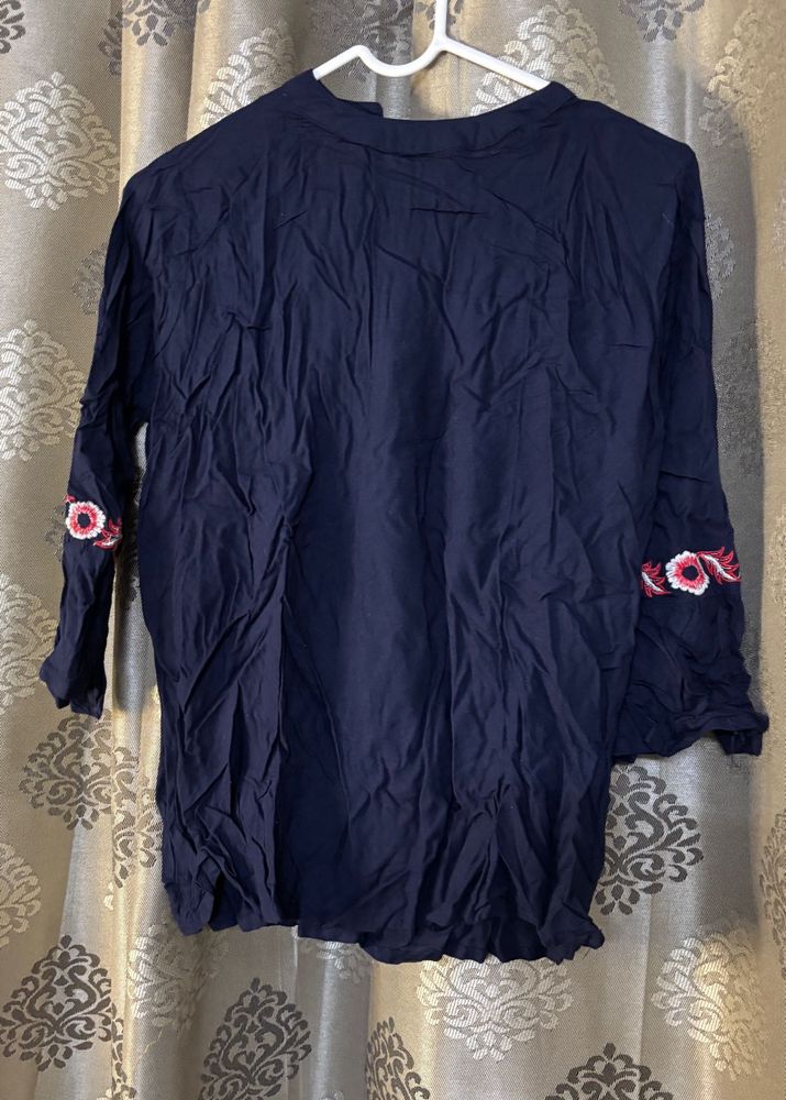 Cotton Navy Blue Top | One time wear