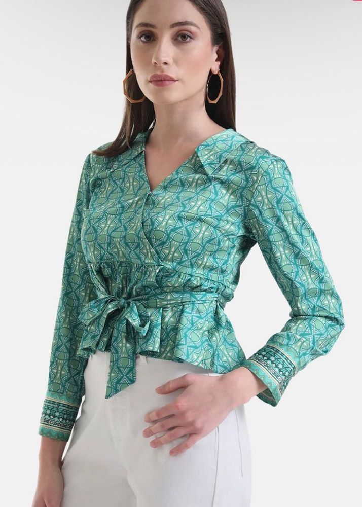 Stylish Printed Wrap Blouse