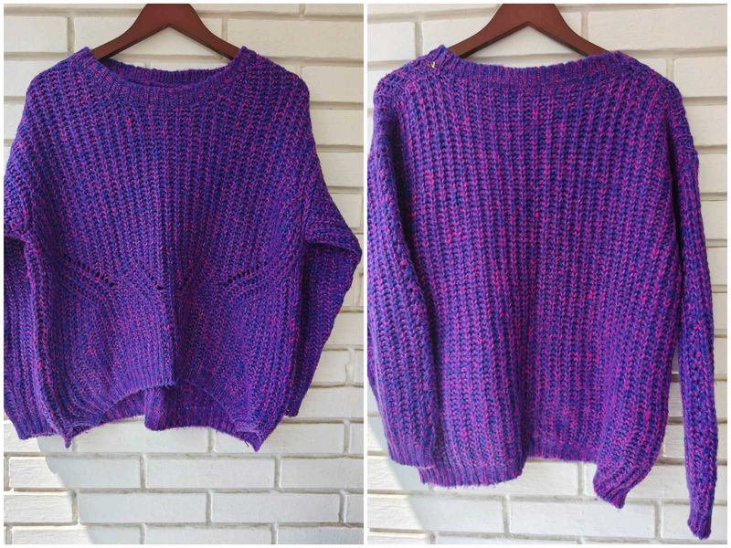 Chunky Knit Purple &amp; Pink Sweater