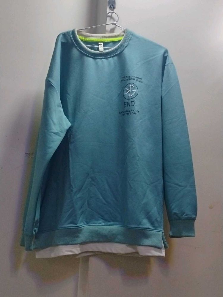 Blue Layered Crewneck Sweatshirt