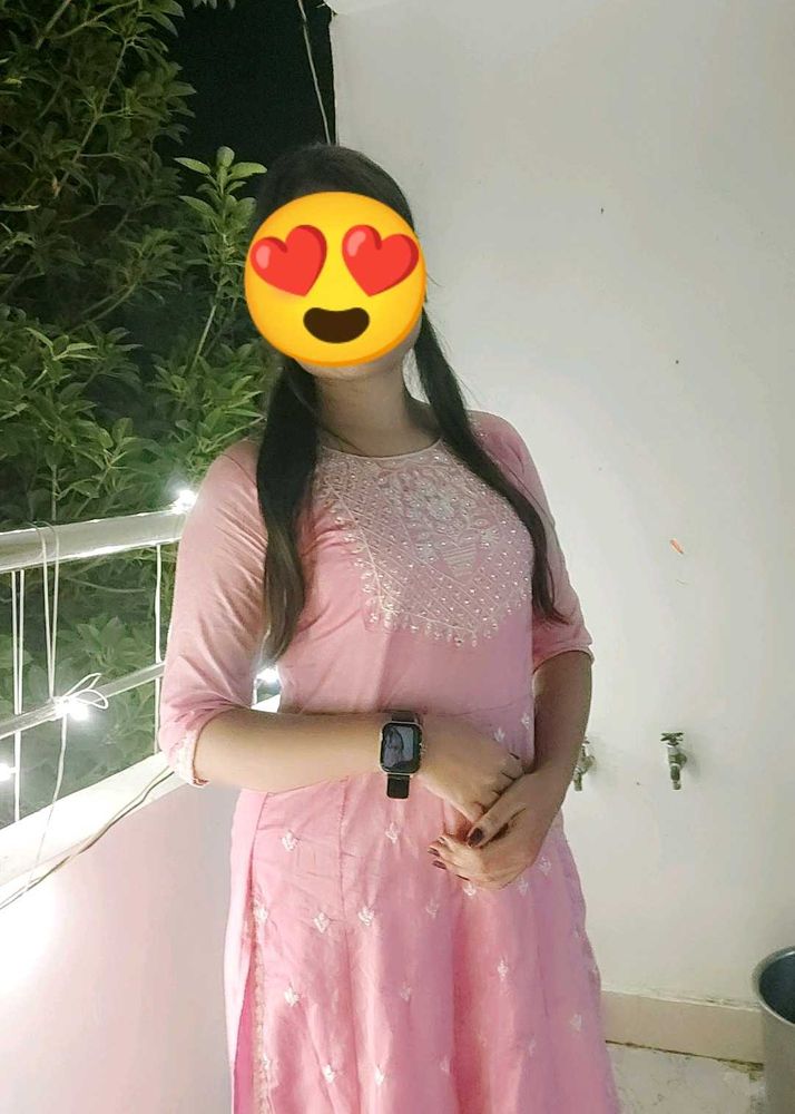Pretty Pink Embroidered Kurta with pant