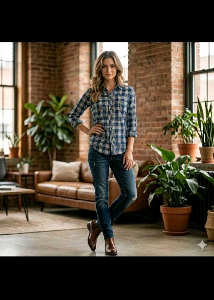 Stylish Blue Plaid Button-Up Shirt