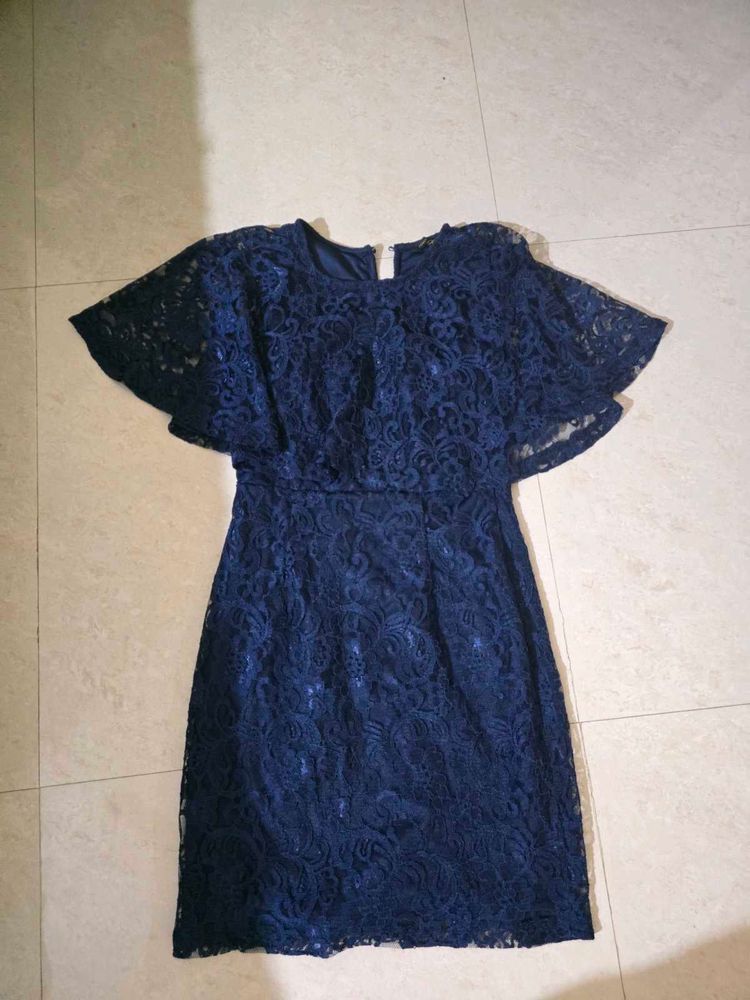 Elegant Navy Lace Dress