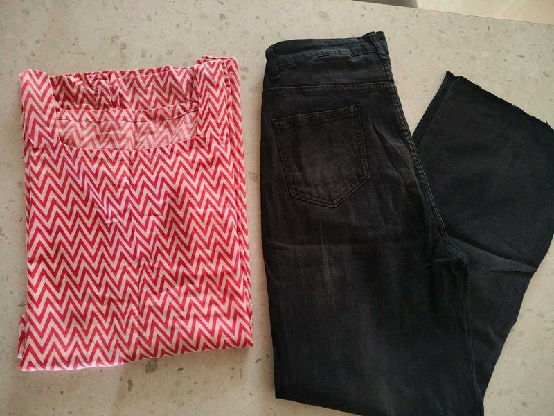 Short Kurti and Jeans combo