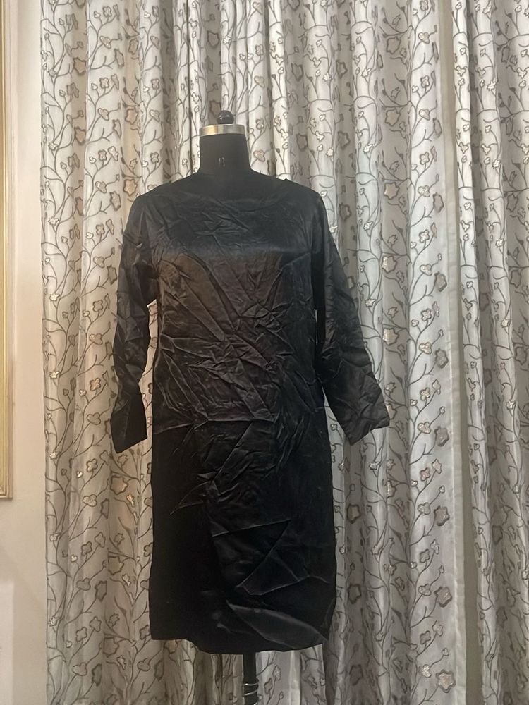 Sleek Black Satin Dress