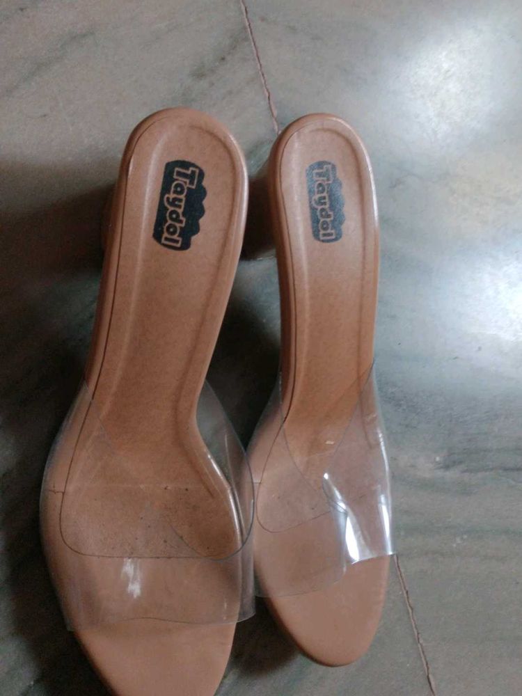 Clear Strap Block Heels