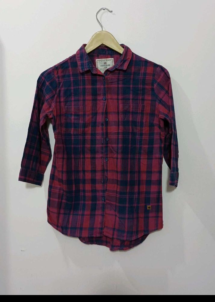 Women's Red &amp; Blue Plaid Button-Up Shirt