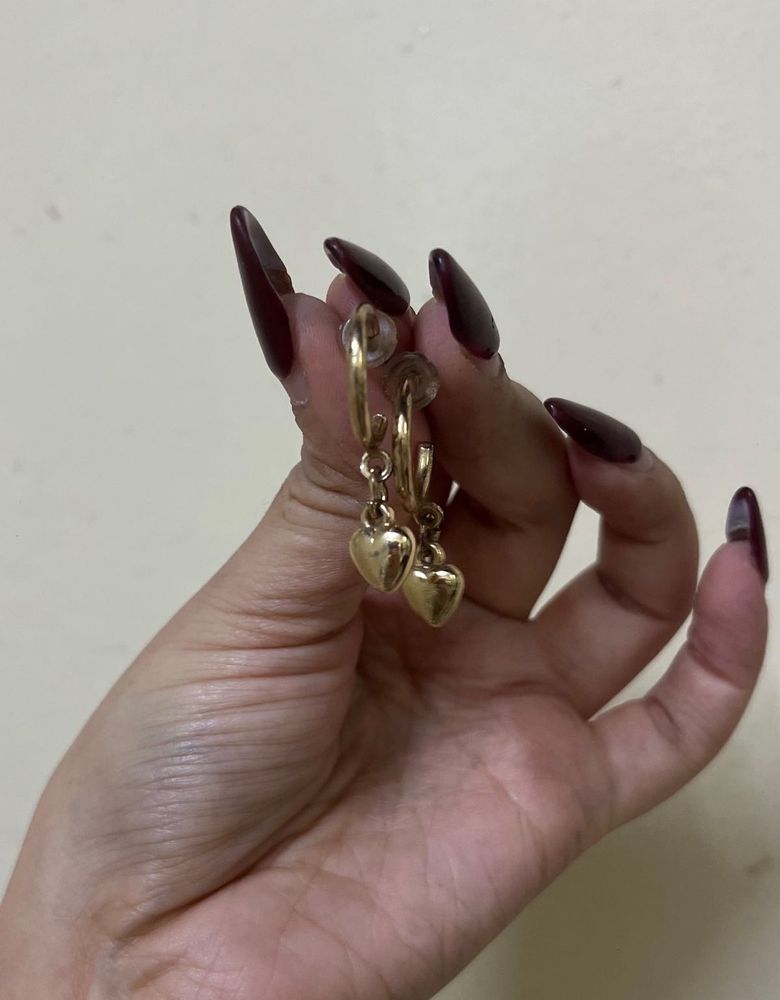Gold Heart Hoop Earrings