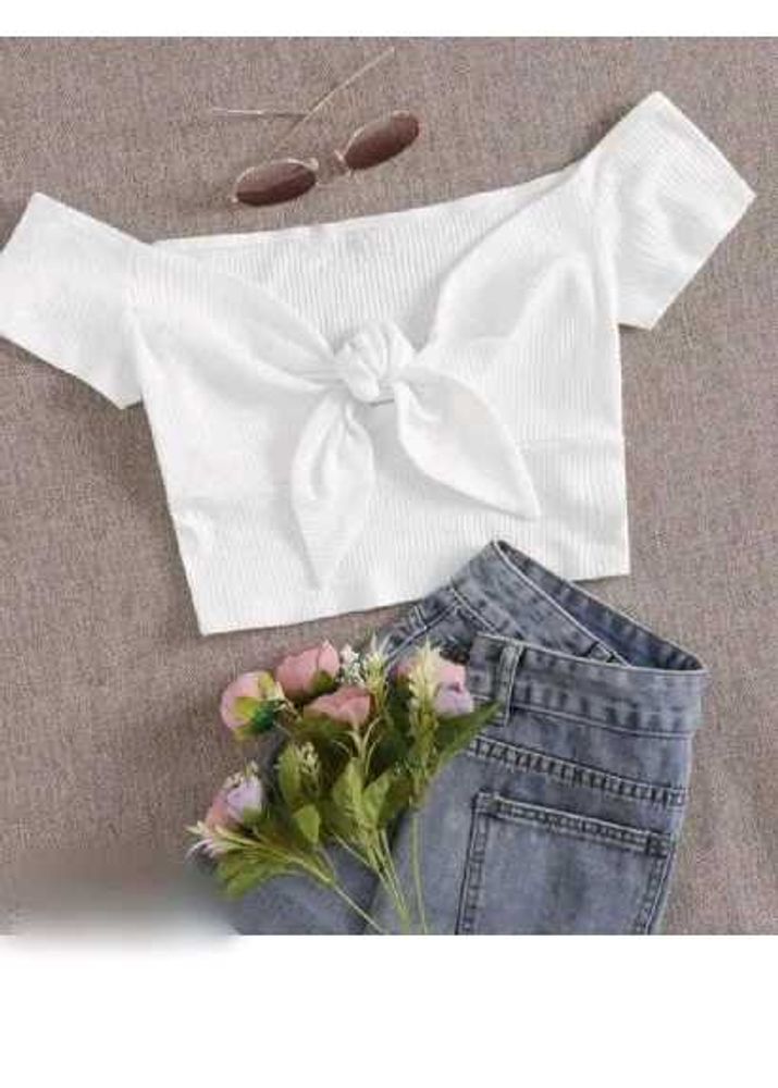 Chic Off-Shoulder Tie-Front Crop Top