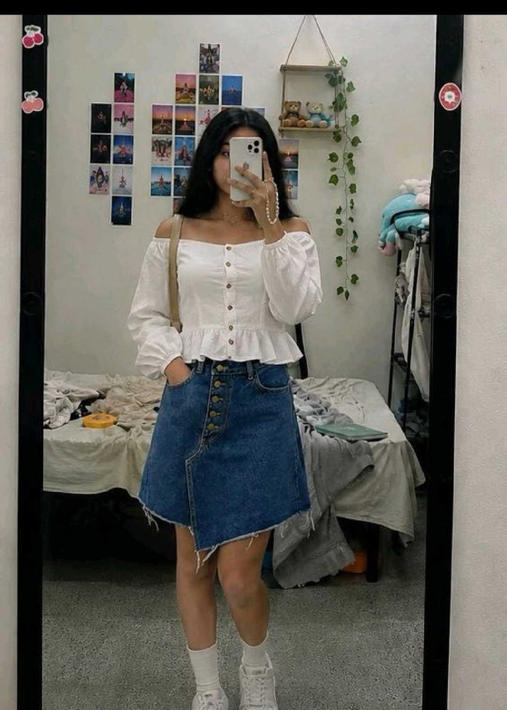 asymmetrical denim skirt