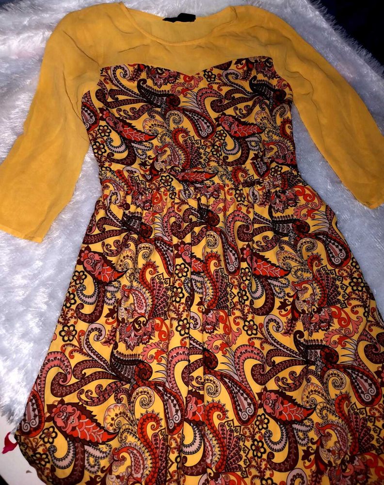 Boho Paisley Print Midi Dress with side zip💯