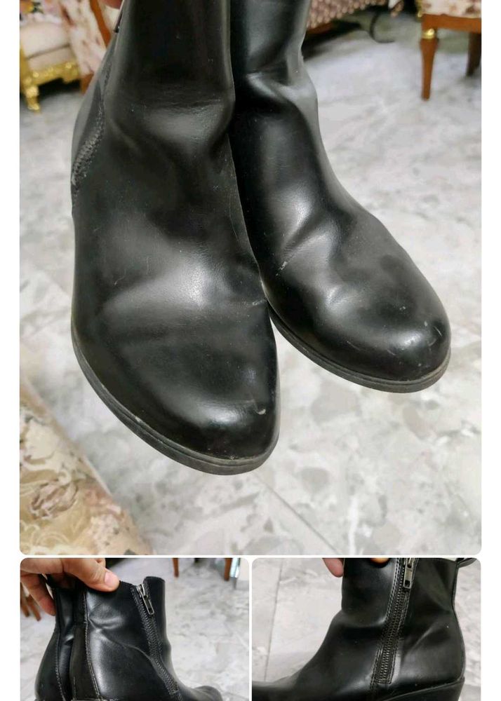 Black Leather Ankle Boots