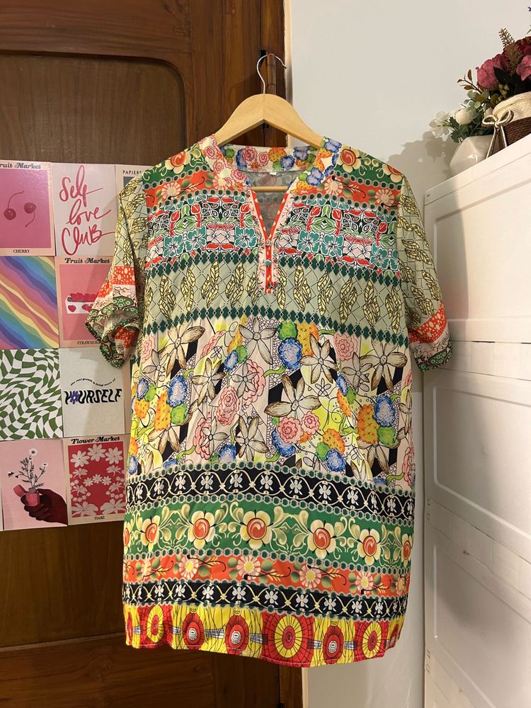 Vibrant Floral Print Kurta