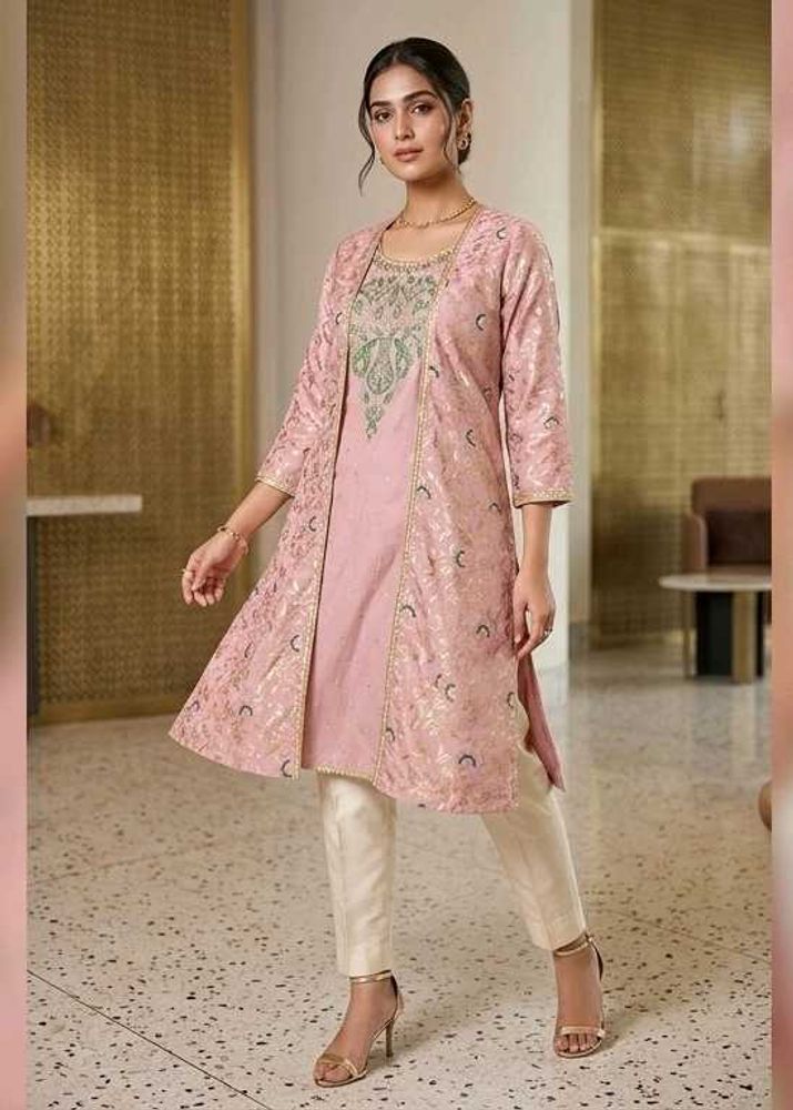 Elegant Pink Kurta Set with Jacket