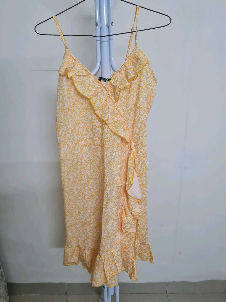 Cute Yellow Floral Mini Dress